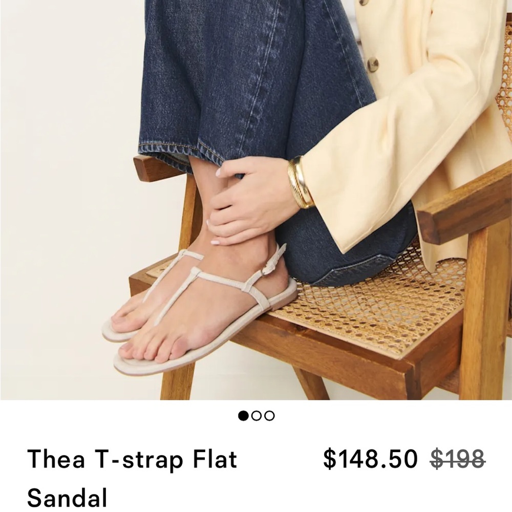 Reformation Thea Linen Sandals - Cream - Picture 3 of 7